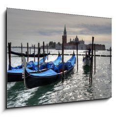 Sklenn obraz 1D - 100 x 70 cm F_E26919212 - Gondolas in Venice