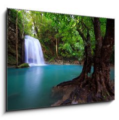 Obraz 1D - 100 x 70 cm F_E27019099 - Erawan Waterfall in Kanchanaburi, Thailand