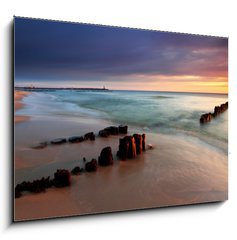Sklenn obraz 1D - 100 x 70 cm F_E27723346 - Beautiful sunrise on the beach - Krsn svtn na pli