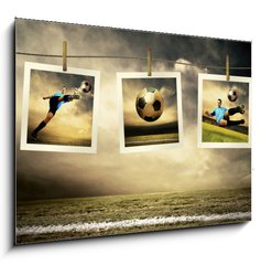 Sklenn obraz 1D - 100 x 70 cm F_E27872387 - Photocards of football players on the outdoor field - Fotokarty fotbalist na venkovnm poli