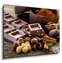 Sklenn obraz 1D - 100 x 70 cm F_E28180973 - chocolate with ingredients-cioccolato e ingredienti - okolda se slokami