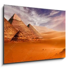 Sklenn obraz 1D - 100 x 70 cm F_E293515177 - Giseh pyramids in Cairo in Egypt desert sand sun