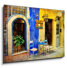 Sklenn obraz 1D - 100 x 70 cm F_E31878997 - pictorial old streets of Greece - Chania, Crete