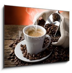 Obraz   hot coffee  caffe fumante, 100 x 70 cm