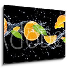 Sklenn obraz 1D - 100 x 70 cm F_E326799222 - panorama of fruits in water on a black background