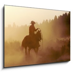 Sklenn obraz 1D - 100 x 70 cm F_E3270800 - cowboy in the desert