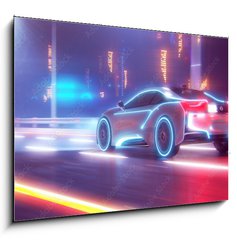 Obraz 1D - 100 x 70 cm F_E327727860 - Future car going on the road 3d illustration