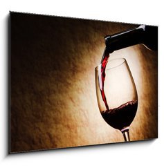 Obraz 1D - 100 x 70 cm F_E33098888 - Red Wine glass and Bottle