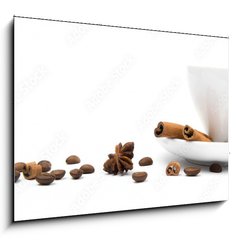 Obraz 1D - 100 x 70 cm F_E33709348 - cup of coffee and  cinnamon bark