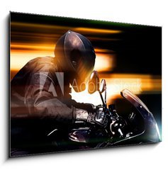 Sklenn obraz 1D - 100 x 70 cm F_E34033042 - Motorbike at Night