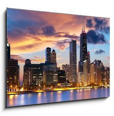 Sklenn obraz 1D - 100 x 70 cm F_E35354022 - Chicago Skyline - Panorama Chicaga