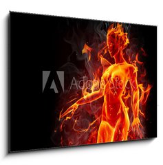 Obraz 1D - 100 x 70 cm F_E35991461 - Dancing fire girl - Tanen dvka