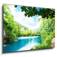 Obraz 1D - 100 x 70 cm F_E36234695 - waterfall in deep forest