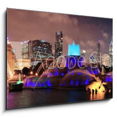 Obraz 1D - 100 x 70 cm F_E36357613 - Chicago night scene - Chicago non scn