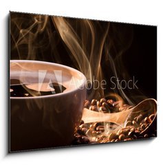 Obraz 1D - 100 x 70 cm F_E36532069 - Coffee, smoke and roasred seeds