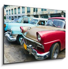 Obraz 1D - 100 x 70 cm F_E36605384 - Havana, Cuba. Street scene with old cars.