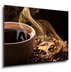 Sklenn obraz 1D - 100 x 70 cm F_E36840750 - Coffee, smoke and seeds - Kva, kou a semena