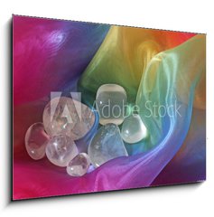 Obraz   Clear quartz crystals on chiffron background, 100 x 70 cm