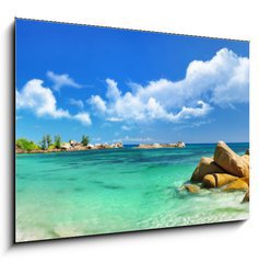 Obraz 1D - 100 x 70 cm F_E37366867 - Seychelles , beach panorama - Seychely, plov panorama