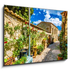 Sklenn obraz 1D - 100 x 70 cm F_E374820603 - Alacati street view in Alacati Town. Alacati is populer historical tourist destination in Turkey.
