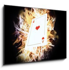 Sklenn obraz 1D - 100 x 70 cm F_E38217406 - Card on fire. - Karta v ohni.