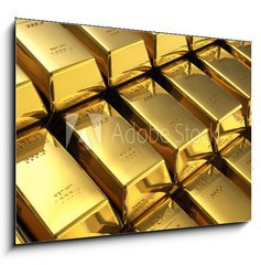 Sklenn obraz 1D - 100 x 70 cm F_E38307861 - Stacks of gold bars - Stohy zlatch ty