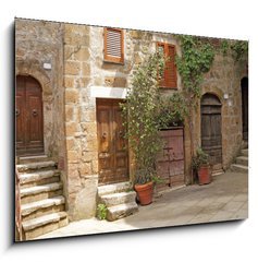 Sklenn obraz 1D - 100 x 70 cm F_E38509200 - italian yard in tuscan village - italsk dvr v tosknsk vesnici