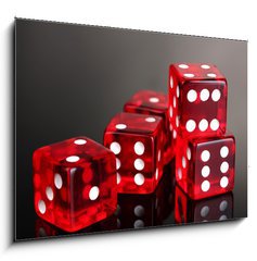 Sklenn obraz 1D - 100 x 70 cm F_E38522985 - Red dices on grey background