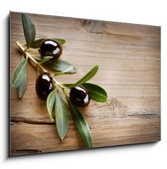 Obraz   Olives on a Wood background, 100 x 70 cm