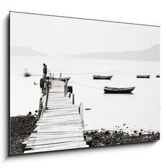 Obraz   Lonely pier along the coast, low saturation image., 100 x 70 cm