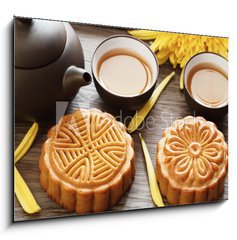 Sklenn obraz 1D - 100 x 70 cm F_E40777788 - Mooncake and Tea