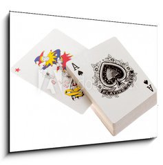 Sklenn obraz 1D - 100 x 70 cm F_E41156177 - Playing cards, an ace and a joker - Hrac karty, eso a olk