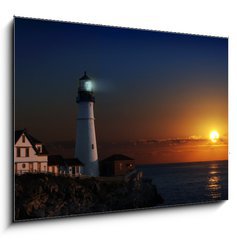 Sklenn obraz 1D - 100 x 70 cm F_E4121136 - Lighthouse at dawn