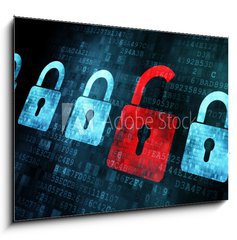 Obraz   Security concept: Lock on digital screen, 100 x 70 cm