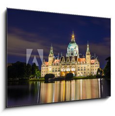 Obraz 1D - 100 x 70 cm F_E42367432 - City Hall of Hannover, Germany by night