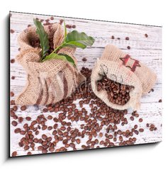 Obraz 1D - 100 x 70 cm F_E42808364 - Jutes ckchen voll mit Kaffee - Jutov sek pln kvy