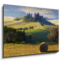 Obraz   Paesaggio toscano. Podere, campo di grano, 100 x 70 cm