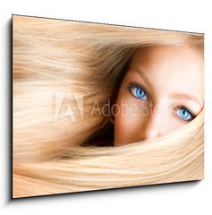 Obraz 1D - 100 x 70 cm F_E43028918 - Blond Girl. Blonde Woman with Blue Eyes