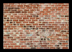Obraz 1D - 100 x 70 cm F_E434149038 - Panoramic rugged old red brown bricks wall. texture background