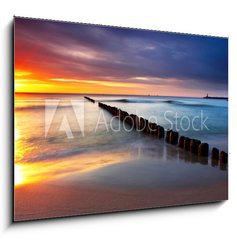 Obraz 1D - 100 x 70 cm F_E43416321 - Baltic sea at beautiful sunrise in Poland beach.