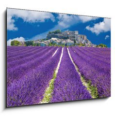 Sklenn obraz 1D - 100 x 70 cm F_E43444999 - Lavande en Provence, village proven al en France - Lavande en Provence, vesnice osvden po Francii