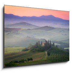 Obraz   Tuscany Farmhouse Belvedere at dawn, San Quirico d Orcia, Italy, 100 x 70 cm
