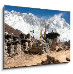 Sklenn obraz 1D - 100 x 70 cm F_E44614467 - buddhist prayer walls or prayer stupas in nepal