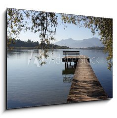 Obraz 1D - 100 x 70 cm F_E44827303 - Bootssteg am Chiemsee