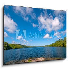 Sklenn obraz 1D - 100 x 70 cm F_E44891713 - Blue and White in Canoe Country - Modr a bl v knoi