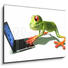 Obraz 1D - 100 x 70 cm F_E4498529 - Grenouille devant un ordinateur portable - Grenouille pochz z penosnho penosnho potae