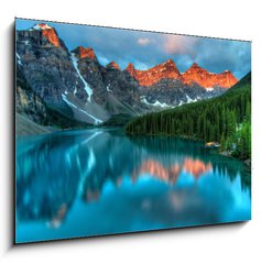 Sklenn obraz 1D - 100 x 70 cm F_E45095927 - Moraine Lake Sunrise Colorful Landscape