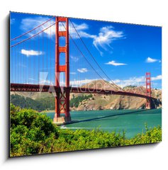 Obraz 1D - 100 x 70 cm F_E45170753 - Golden gate bridge vivid day landscape, San Francisco