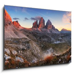 Obraz 1D - 100 x 70 cm F_E45305800 - Sunset mountain panorama in Italy Dolomites - Tre Cime