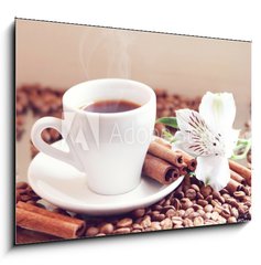 Sklenn obraz 1D - 100 x 70 cm F_E45911753 - black coffee mug - ern hrnek na kvu